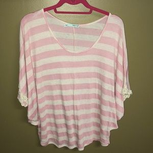 Pink & White striped shaw/top